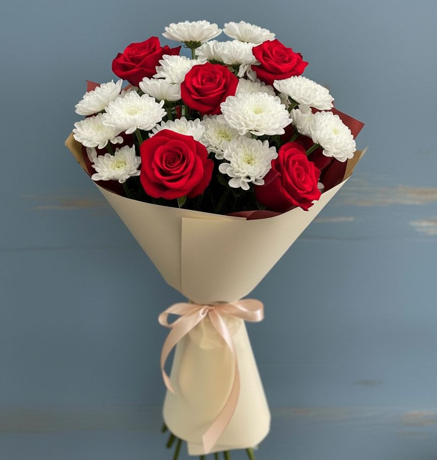 Букет цветов из: Розы и Хризантемы в Пересвете