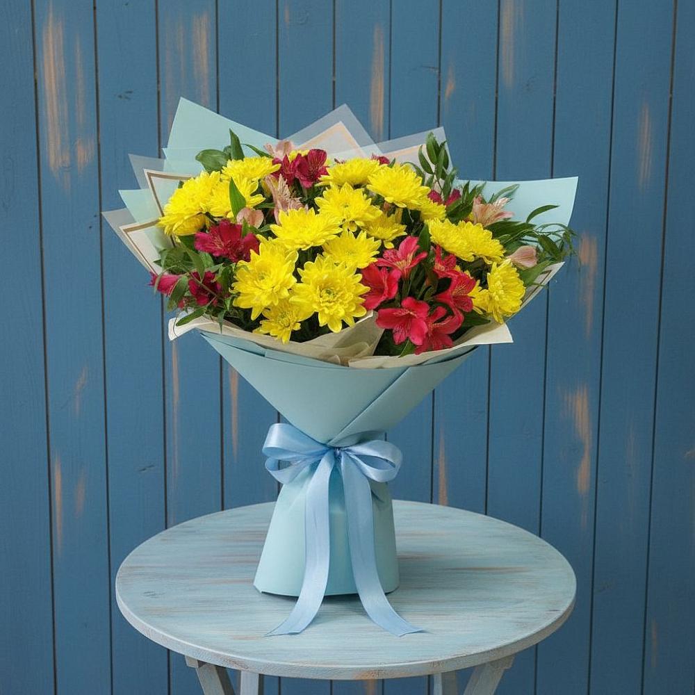 Букет цветов из: Альстромерии и Хризантемы в Пересвете