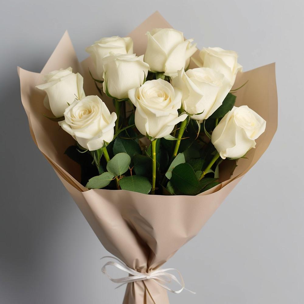 Букет 9 Белых роз Эдлесс Лав в Пересвете