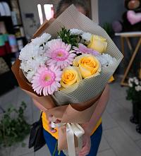 Букет цветов из:  Герберы, Розы и Хризантемы в Пересвете