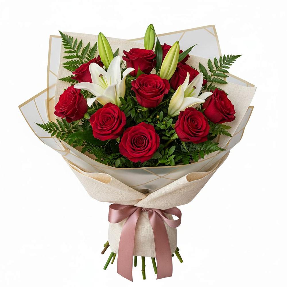 Букет цветов из: Лилии и Розы в Пересвете