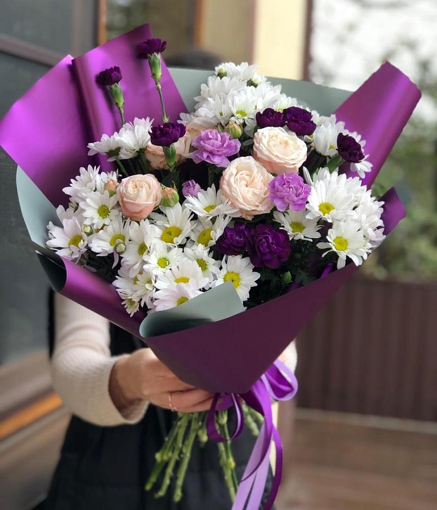 Букет цветов из: Хризантемы, Гвоздики и Розы в Пересвете