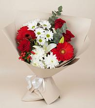 Букет цветов из:  Розы, Хризантемы, Герберы и Лилии в Пересвете
