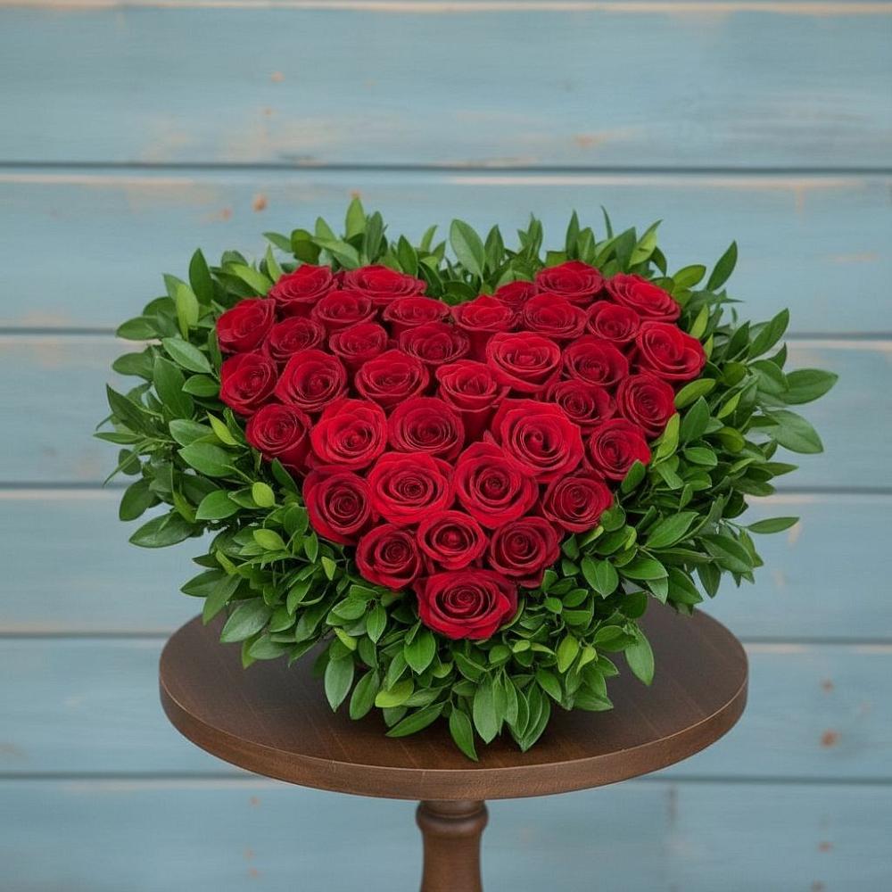 Цветочная композиция из Розы в виде сердца в Пересвете