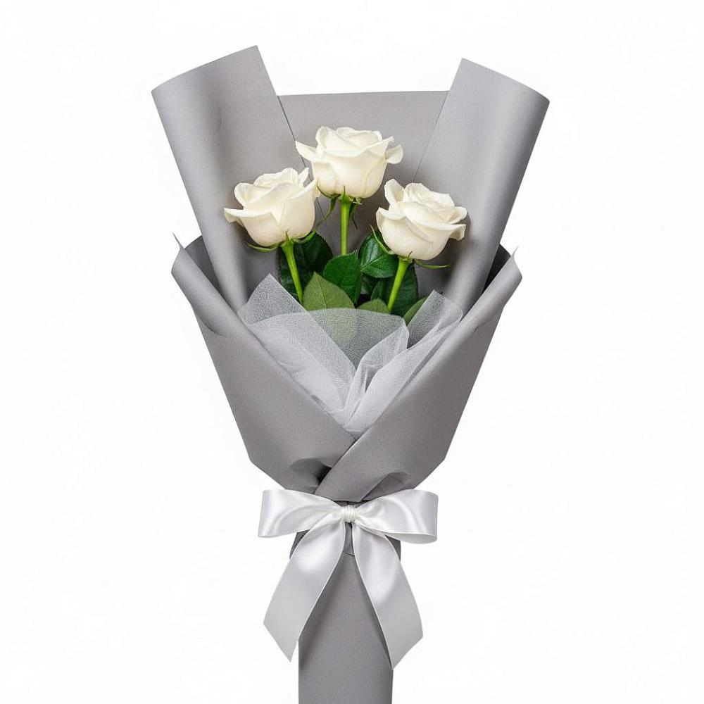 Букет 3 белые розы в Пересвете
