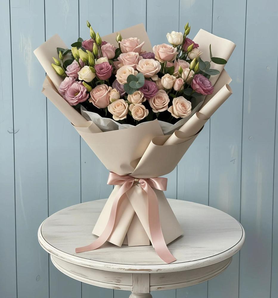 Букет цветов из: Розы и Лизиантусы в Пересвете