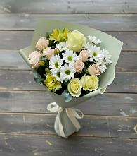Букет цветов из:  Альстромерии, Розы и Хризантемы в Пересвете
